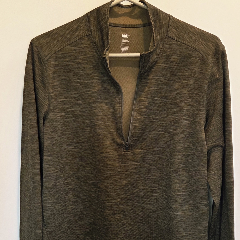 Men's REI Olive Half-Zip Mid Weight Base Layer